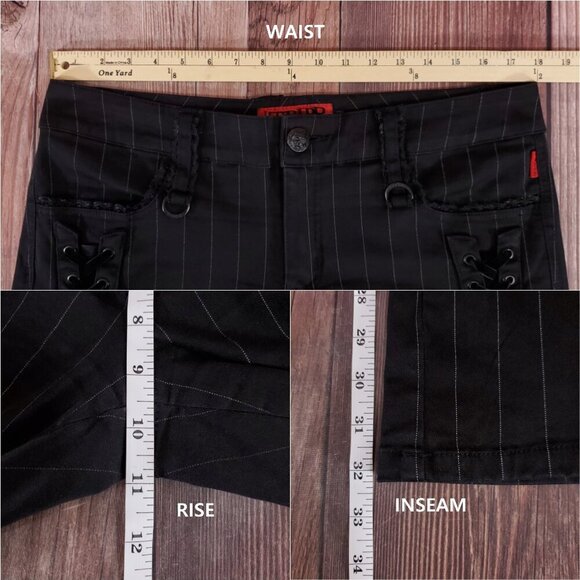 Vtg Tripp NYC Sz 13 Striper Black Tone Boot Cut Pants Pinstripe Goth Punk Y2K - Picture 15 of 15